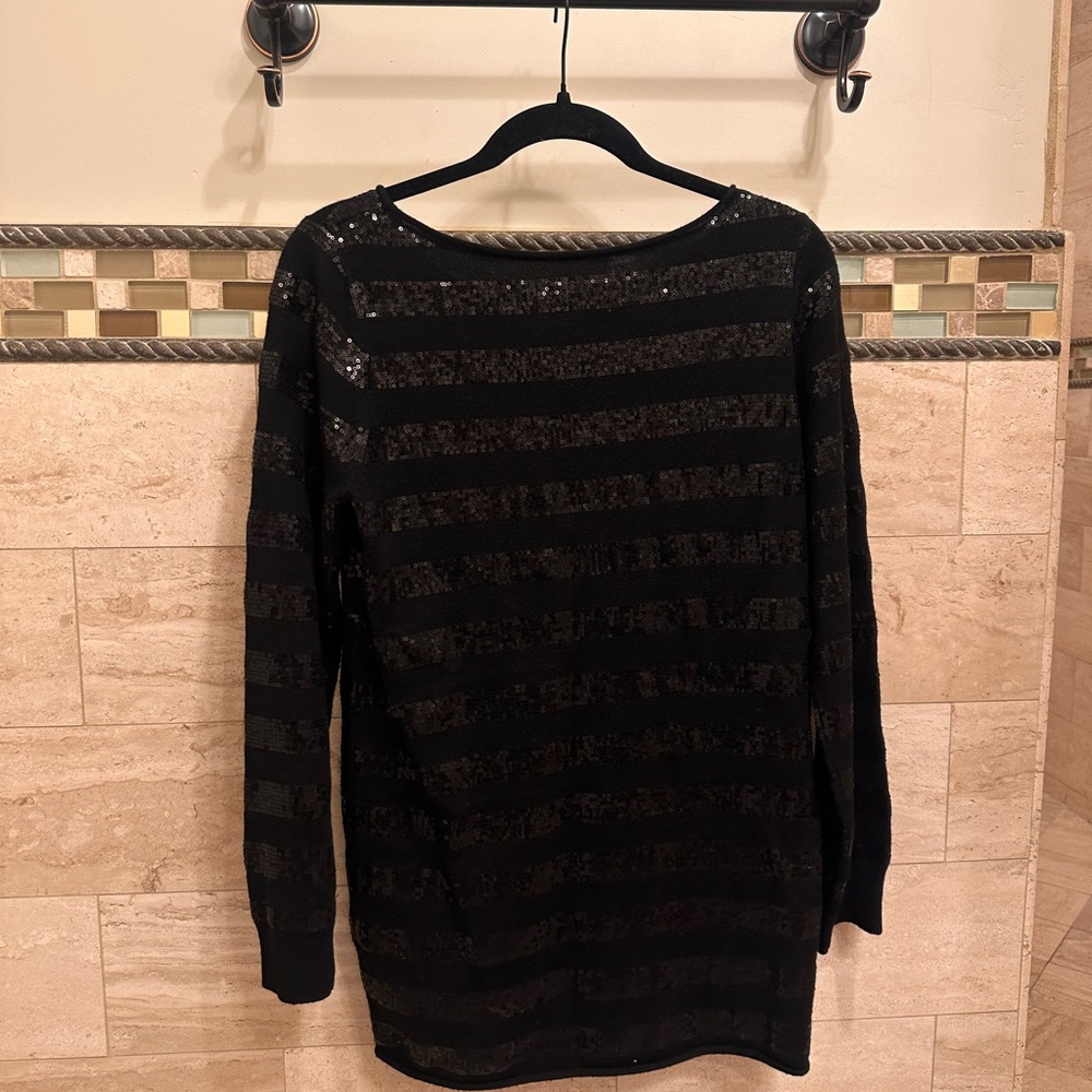 Alice + Olivia Black Sequin Blouse